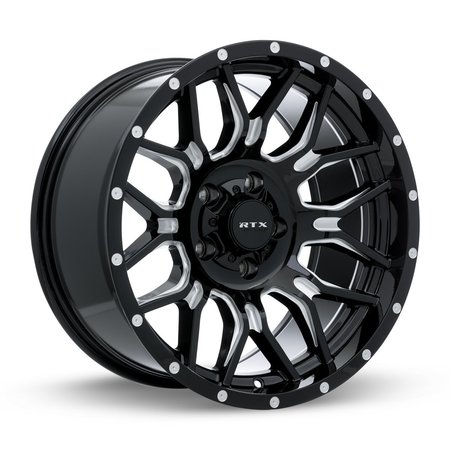 Alloy Wheel, Claw 20x9 5x139.7 ET0 CB78.1 Gloss Black Milled with Rivets -  RTX, 163734
